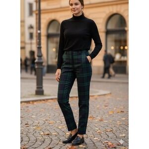 Pendleton 100% Pure New Wool Tartan Navy Green Straight Leg Trouser| Size 10